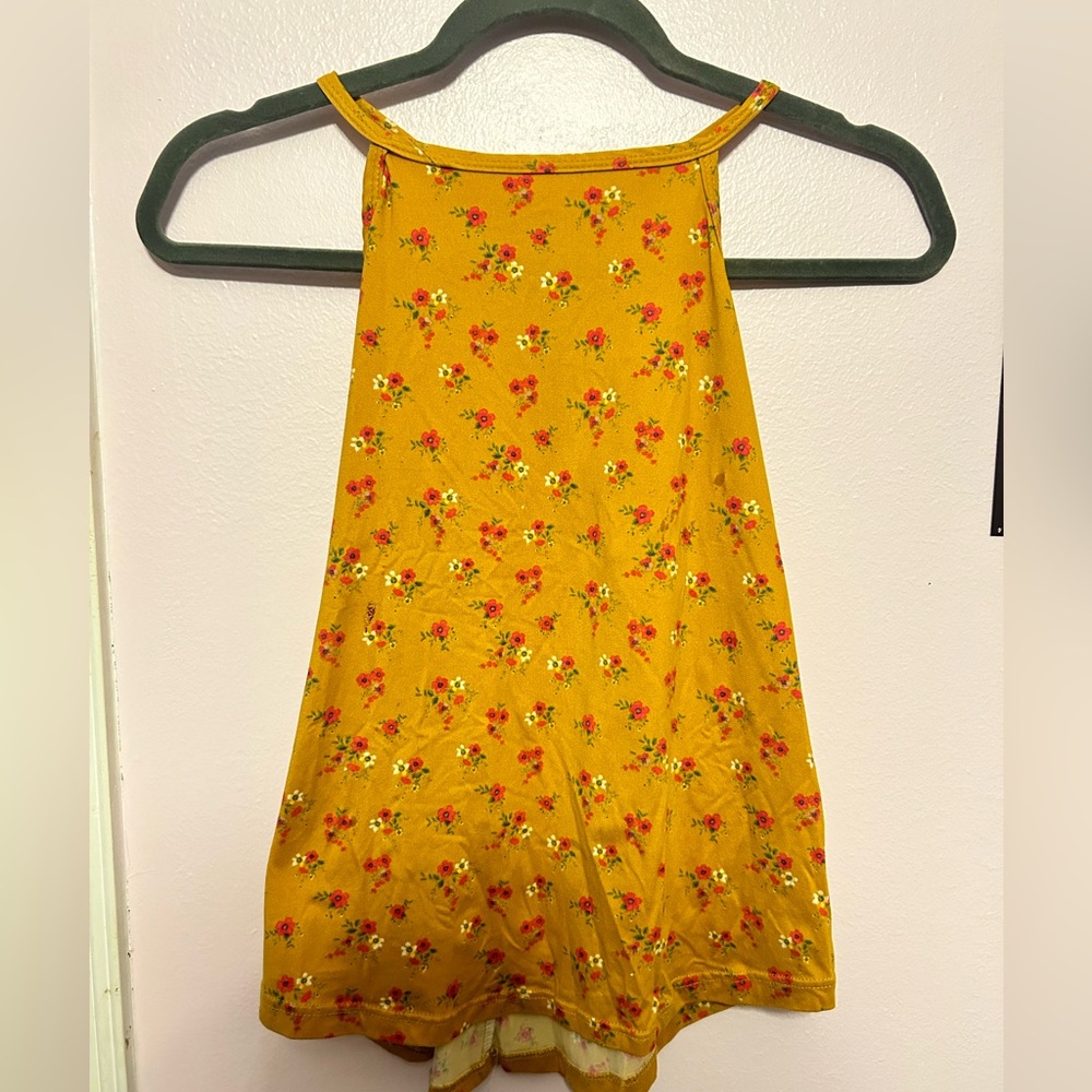 Sweet girls yellow flower tank top